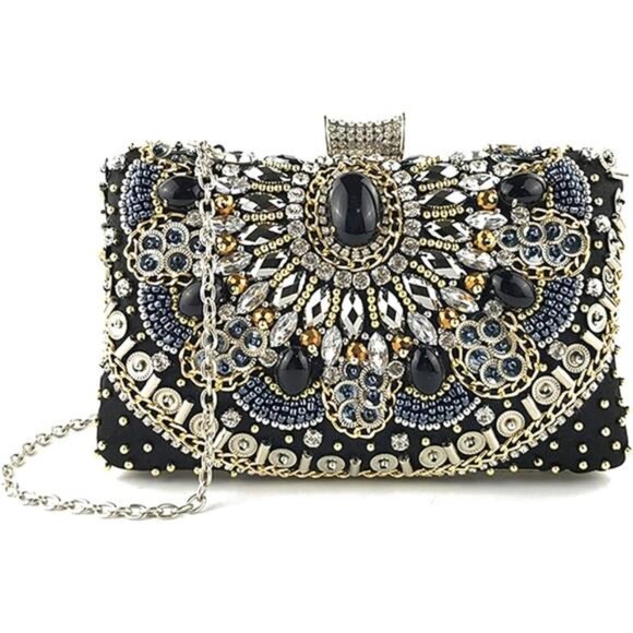 Crystal Rhinestone Evening Clutch Purse Sparkly Shoulder Crossbody Handbag - Picture 7 of 7